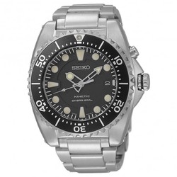 Men's stainless steel black dial prospex kinetic divers watch