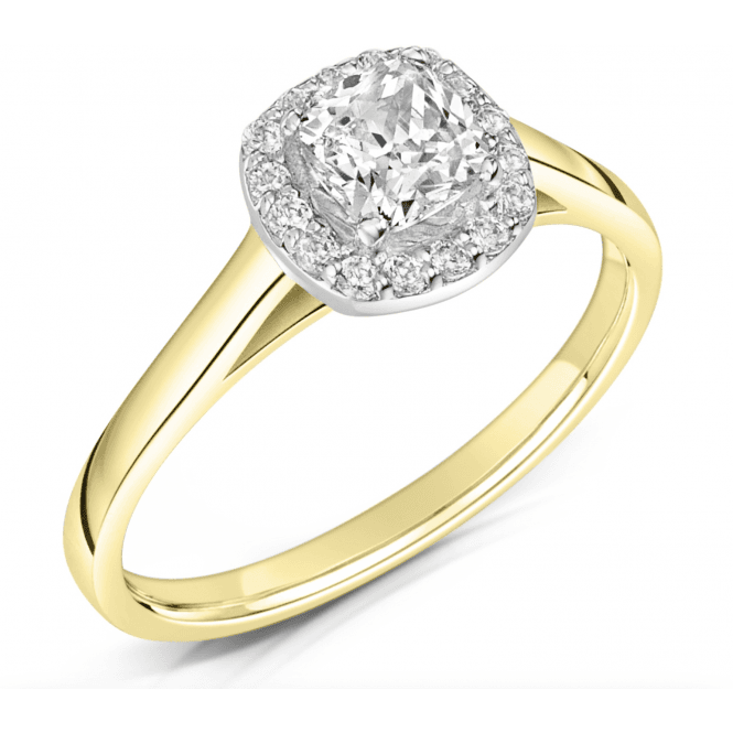 18ct Gold .66ct Halo Cushion Cut Lab Grown Diamond Ring 