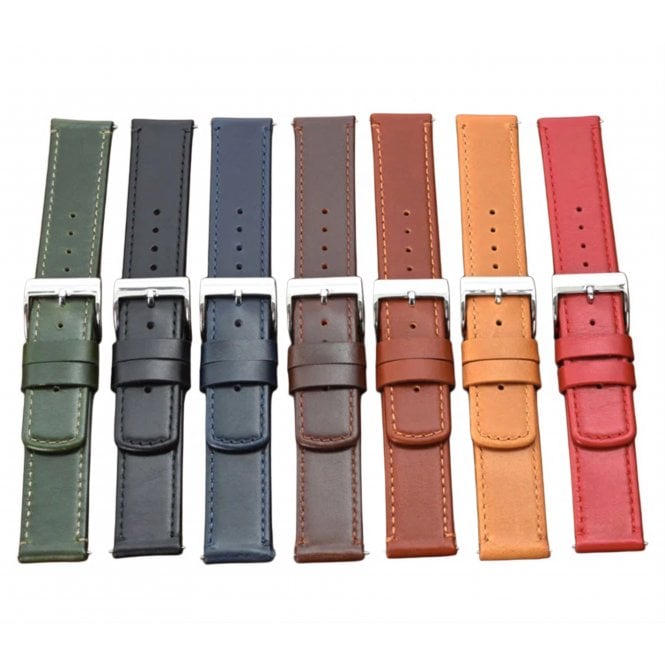 20mm Genuine Leather Quick Release Stitched Watch Strap