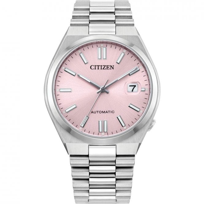 37mm Stainless Steel Pink 'Tsuyosa' Automatic Watch