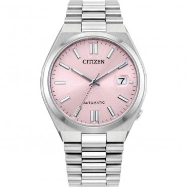 37mm Stainless Steel Pink 'Tsuyosa' Automatic Watch