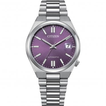 37mm Stainless Steel Purple 'Tsuyosa' Automatic Watch