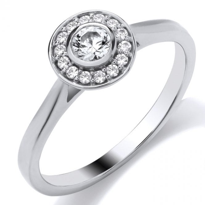 9ct White Gold .25ct Halo Set Diamond Ring