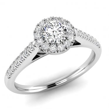 9ct White Gold .40ct Halo Set Diamond Ring