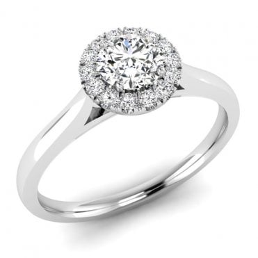 9ct White Gold .40ct Halo Set Diamond Ring
