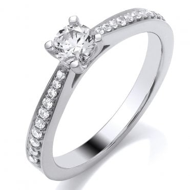 9ct White Gold .50ct Solitaire Diamond Ring  