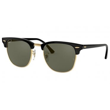 Black & Gold CLUBMASTER Polarized Sunglasses RB3016 901/58 49 