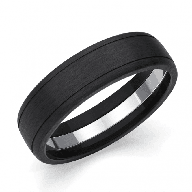 Black Zirconium Double Line 6mm Wedding Ring