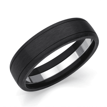 Black Zirconium Double Line 6mm Wedding Ring