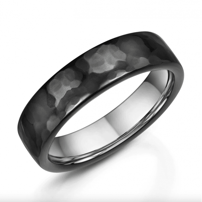 Black Zirconium Hammer Finish 6mm Wedding Ring