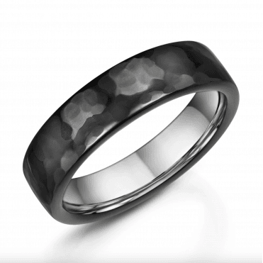 Black Zirconium Hammer Finish 6mm Wedding Ring