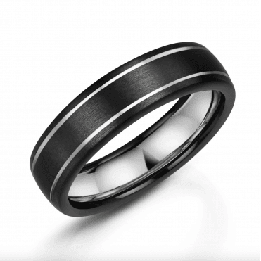 Black Zirconium & Silver 6mm Wedding Ring