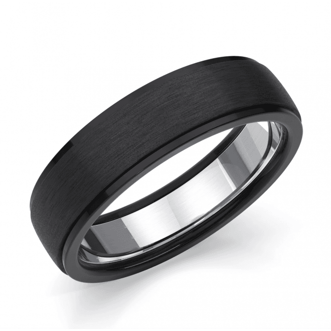 Black Zirconium Stepped 6mm Wedding Ring