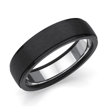 Black Zirconium Stepped 6mm Wedding Ring