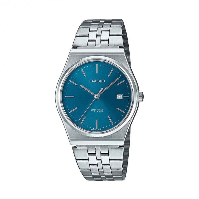 Blue Dial Classic Stainless Steel Watch