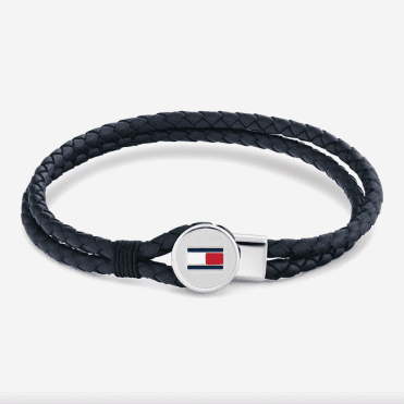 Bruce Braided Blue Leather Bracelet