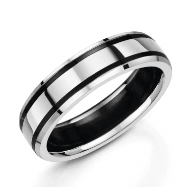 Duo Black Zirconium 6mm Wedding Ring