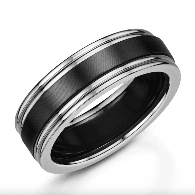 Duo Black Zirconium 7mm Wedding Ring