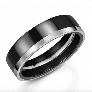 Duo Black Zirconium & Silver 6mm Wedding Ring