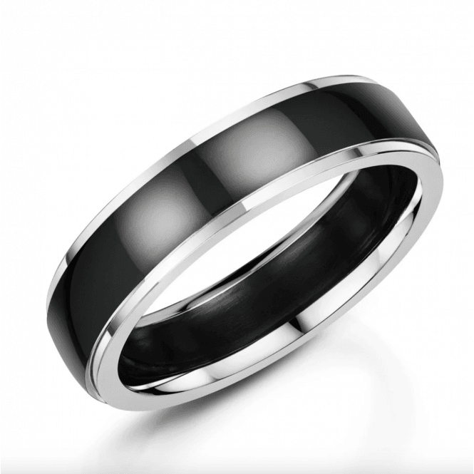 Duo Black Zirconium Stepped 5.5mm Wedding Ring