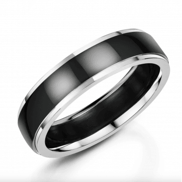 Duo Black Zirconium Stepped 5.5mm Wedding Ring