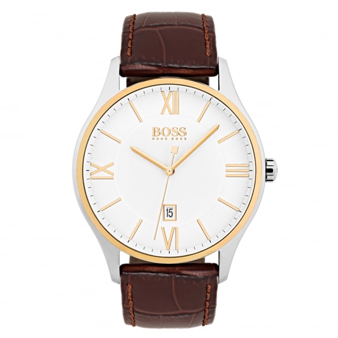 Gent's Two Tone Brown Leather Governor Watch 1513486