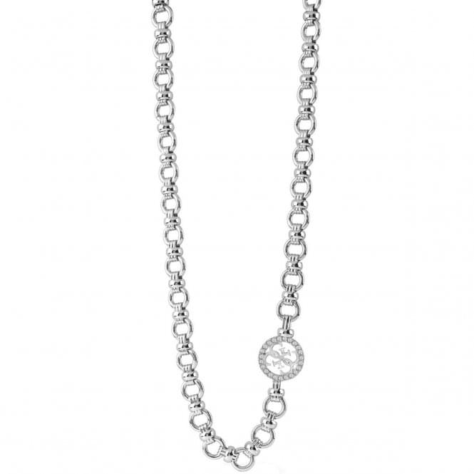 Guess Un4gettable Rhodium Plated Pave Four-G Chain Necklace UBN85073