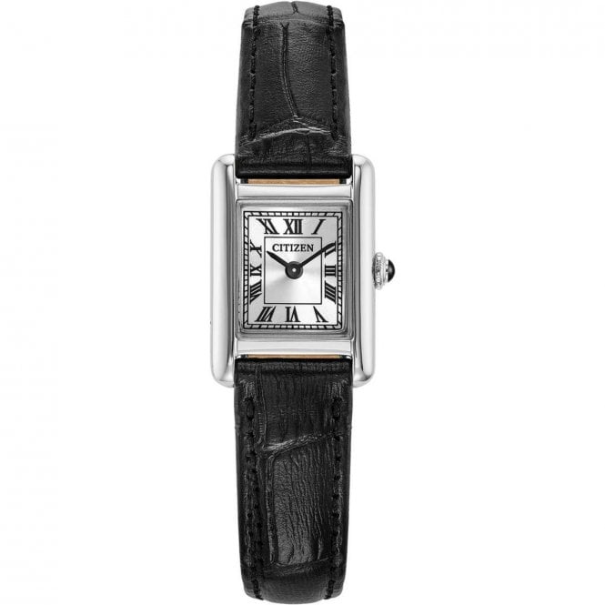 Ladies' Black Leather Fio Roma Eco-Drive Watch
