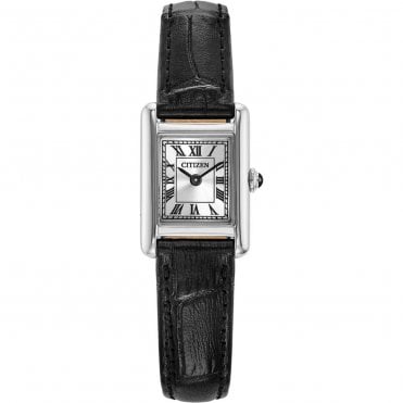 Ladies' Black Leather Fio Roma Eco-Drive Watch