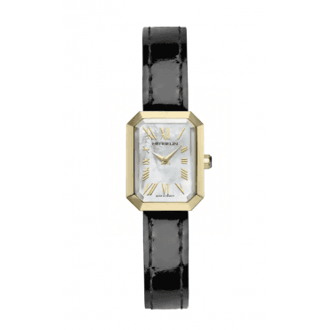 Ladies' Black Leather Octogone Watch