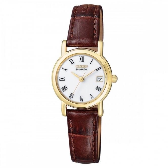 Ladies Brown Leather Eco-Drive Watch