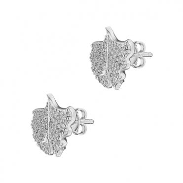 Ladies' Cubic Zirconia Ginkgo Earrings