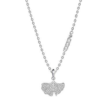 Ladies' Cubic Zirconia Ginkgo Necklace