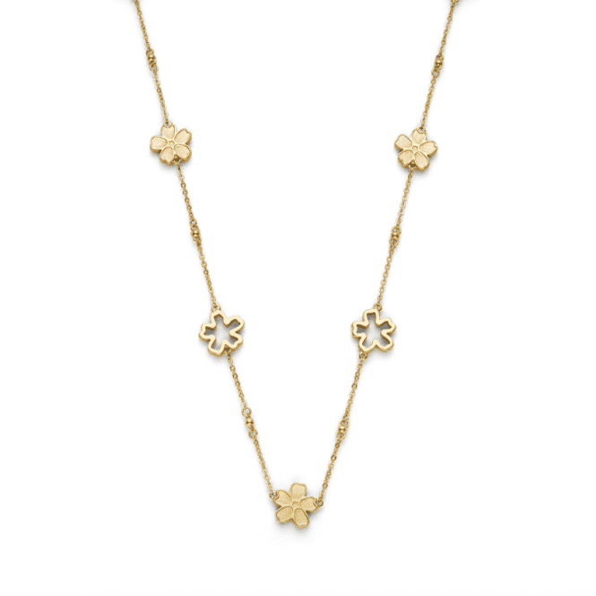 Ladies' Forget Me Not Floral Gold Plated Necklace 