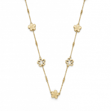 Ladies' Forget Me Not Floral Gold Plated Necklace 