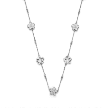 Ladies' Forget Me Not Floral Silver Tone Necklace 
