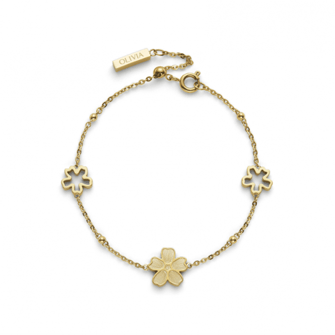 Ladies' Forget Me Not Gold Plated Bracelet 