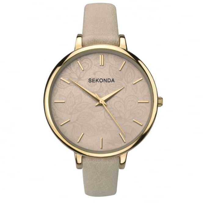 Ladies' Gold Plate Brown Strap Watch