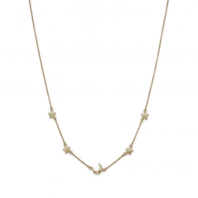 Ladies' Gold Plated Celestial Moon & Star Necklace