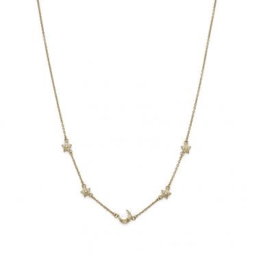 Ladies' Gold Plated Celestial Moon & Star Necklace