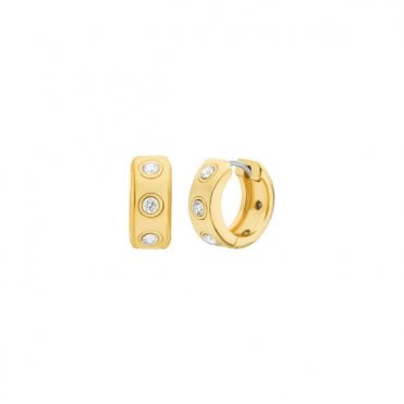 Ladies' Gold Plated Cubic MK Earrings