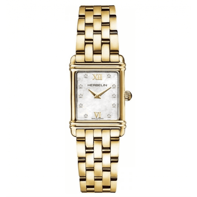 Ladies' Gold Plated Diamond Dial Art Deco Watch