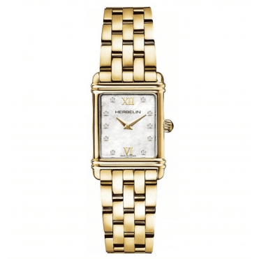 Ladies' Gold Plated Diamond Dial Art Deco Watch
