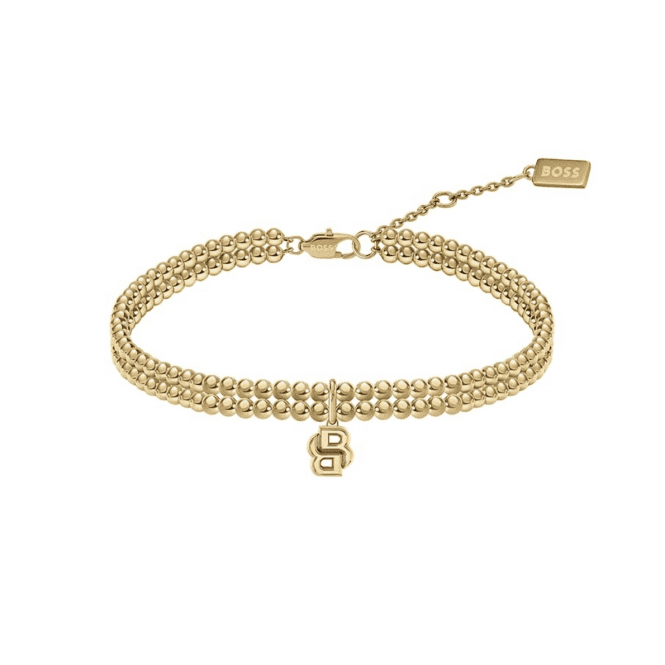 Ladies' Gold Plated Double B Beads Bracelet