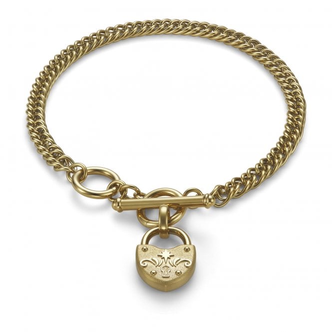 Ladies' Gold Plated Lock Heart Bracelet