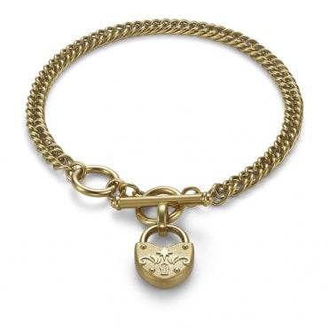 Ladies' Gold Plated Lock Heart Bracelet