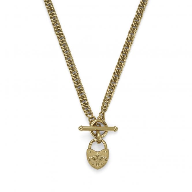 Ladies' Gold Plated Lock Heart Necklace