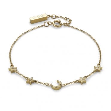 Ladies' Gold Plated North Star & Moon Bracelet