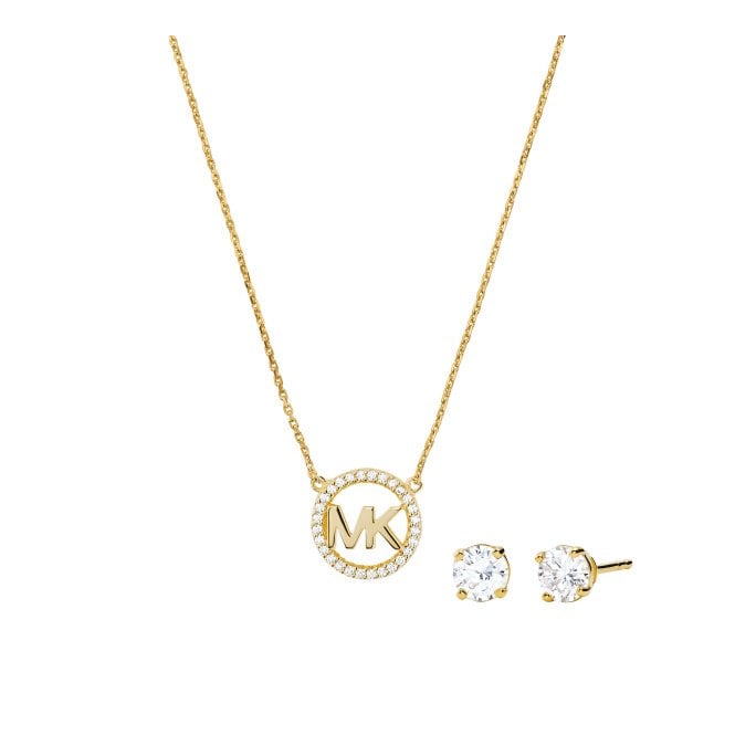 Ladies' Gold Plated Premium Necklace & Stud Earrings Set 