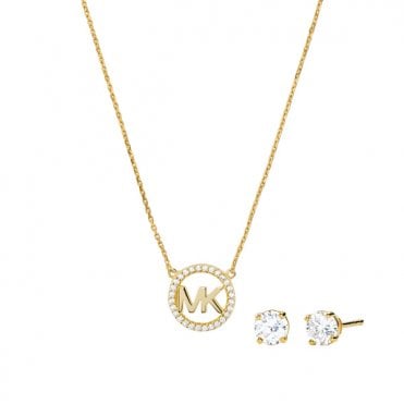 Ladies' Gold Plated Premium Necklace & Stud Earrings Set 